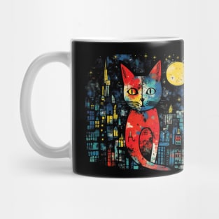 Night city cat Mug